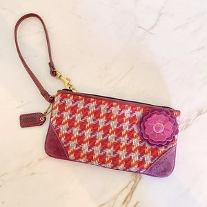 Tweed and Suede Coach Wristlet